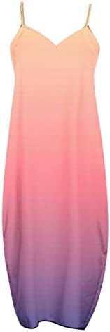 Mrgiinri Plus Size שמלות מקסי לנשים 2023 רצועת ספגטי סקסית של קיץ שמלת Suphetti Strap עם כיס ללא שרוולים v