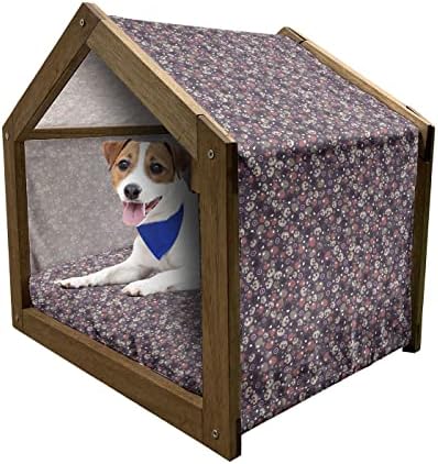 Ambesonne Hearts House House Dog, מגוון לב צבעוני עם פרצופים מחייכים והדפס הבעת פנים מצחיק, מלונה