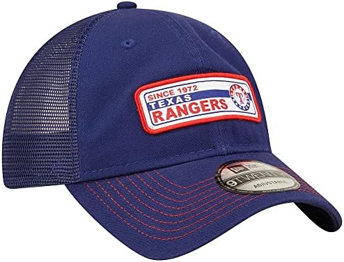 עידן חדש טקסס ריינג'רס 9 טבעות הוקמה מכסה Snapback Trucker Trucker, כובע מתכוונן כחול