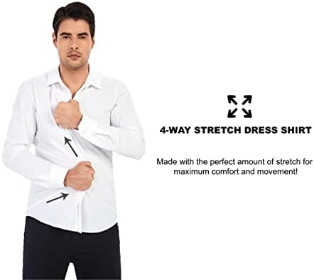 סמרם גברים של שמלת חולצה קמטים משלוח לחות הפתילה 8-דרך גבוהה למתוח סופר רך מזדמן כפתור למטה חולצות