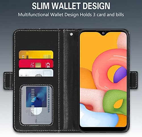 מארז טלפון ASUWISH עבור סמסונג גלקסי A01 כיסוי ארנק עם מגן מסך ורצועת כף היד מחזיק כרטיס אשראי