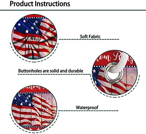 וילון מקלחת דגל אמריקאי gkleasg, יום העצמאות תן לחופש לטביל 4 ביולי בד אדום מכונה אטום מים אטום למים