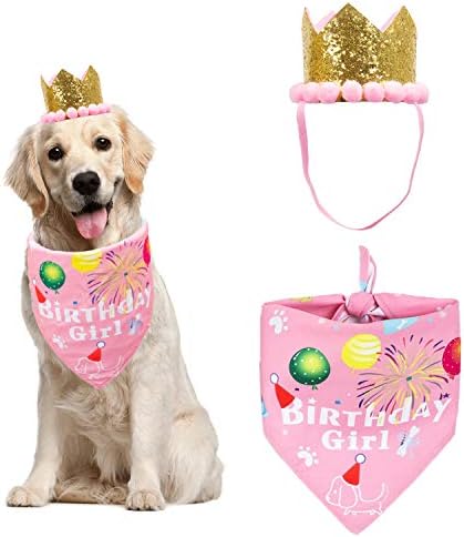 Adoggygo Dog יום הולדת כובע בנדנה סט כלב כלב אספקת מסיבת יום הולדת כלב בנדנה בנדנה ילד ילדה כלבי כובע יום