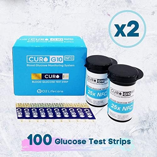 CURO G10 רצועות בדיקת גלוקוז: כלול רצועות בדיקת גלוקוז כולל 100 כמות