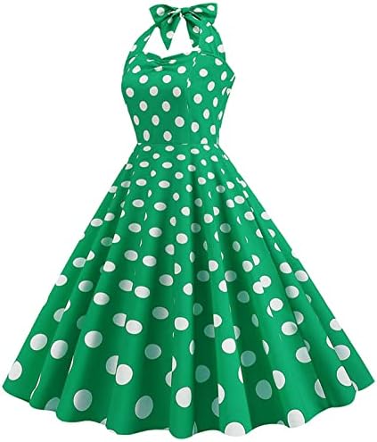 שמלת פולקה אודרי וינטג 'לנשים, נשים משנות החמישים הלטר רטרו קוקטייל שמלה מזדמנת נדנדה פרחונית תה רוקבילי