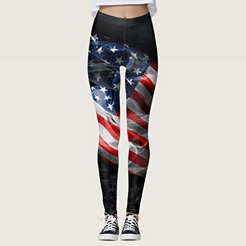 חותלות 4 ביולי לנשים דגל אמריקאי פטריוטי נמתח מכנסי יוגה אתלטים רכים חמאים