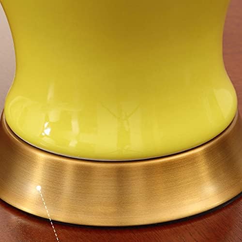 Fguikz פשוט מנורה קרמיקה אמריקאית מנורה צהובה מלון סלון מלכת מיטה מלכה
