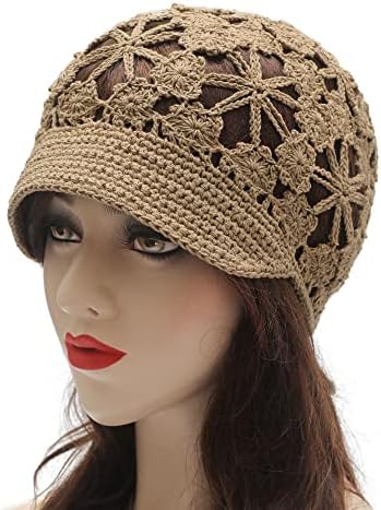 נשות Zlyc Summer Slouchy סרוגה כובע מגזרת בעבודת יד כובע גולגולת סרוג עם מגן