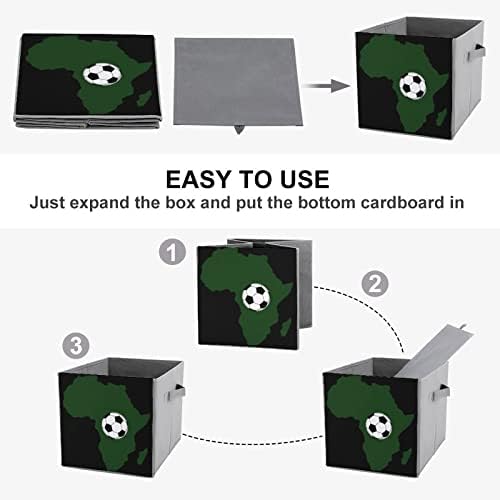 כדורגל באפריקה קוביות אחסון בדים מתקפלות קופסאות קופסאות אחסון מתקפלות 11 אינץ 'עם ידיות
