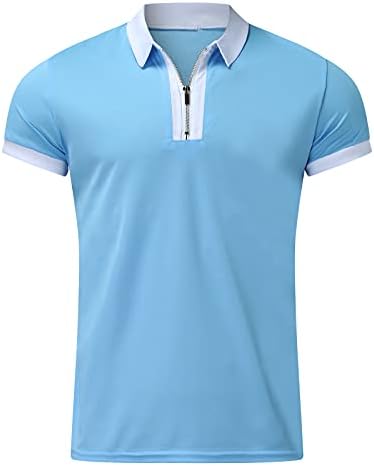 חולצות טריקו של Beuu Henley לגברים, קיץ BAISC מעוצב אופנה כותנה חולצות פולו רוכסן גולף ספורט חיצוני טופ