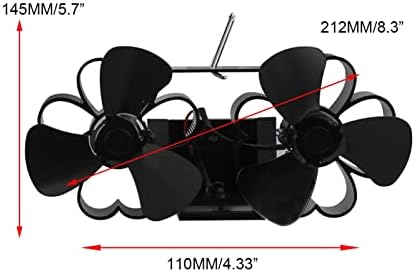 שחור 12 להבי חום מופעל קיר תליית תנור מאוורר יומן עץ צורב אקו מאוורר שקט בית אח מאוורר עם מתכת טבעות