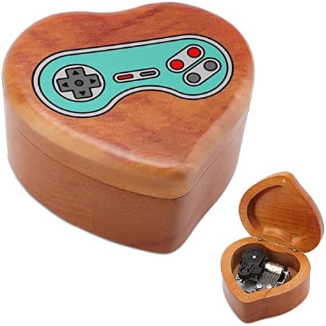 בקר רטרו משחקי וידאו קופסת מוסיקה מעץ קופסת מעץ צורת לב צורת קופסאות מוזיקליות מודפסות ליום הולדת