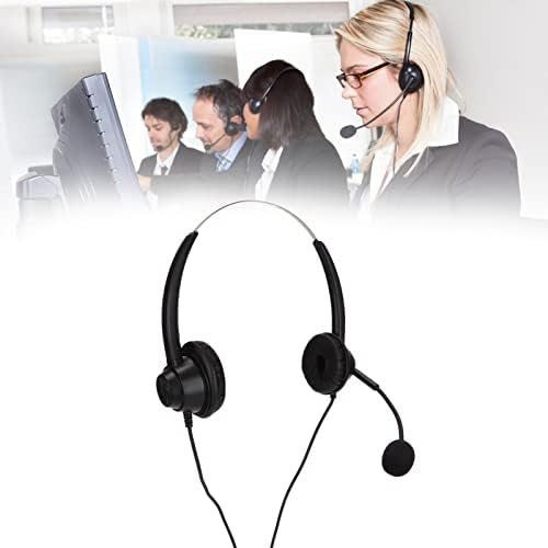 אוזניות שירות לקוחות של Sazao, ביטול רעש אוזניות טלפון נפח מתכוונן בבינאורה רכה עם מיקרופון לטלפוני VoIP עבור