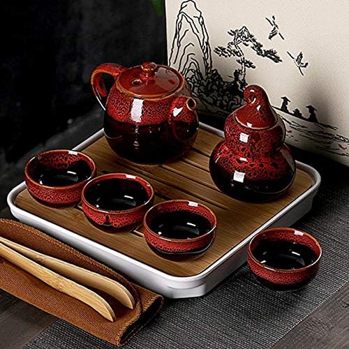 ערכת תה ניידת של JYDQM כוללת 1 קומקום תה 4 כוסות תה 1 קומקום תה קאדי תה, סיני טיולים סיניים