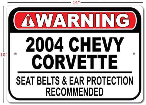 2004 04 חגורת בטיחות שברולט קורבט מומלצת שלט רכב מהיר, שלט מוסך מתכת, עיצוב קיר, שלט מכונית GM - 10x14 אינץ
