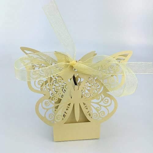 Zorpia® חדש 50 יחידות לייזר חתך פרפר חתונה לחתונה קופסא קופסת קופסת קופסת קופסת קופסת מתנה מעדיפה חתונה