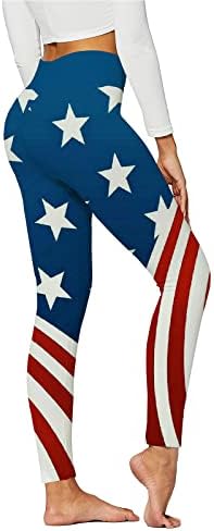 חותלות דגל אמריקאי בקרת בטן נשים כוכבים פטריוטיים מכנסיים מכנסיים נושמים בספורט יוגה באורך מלא