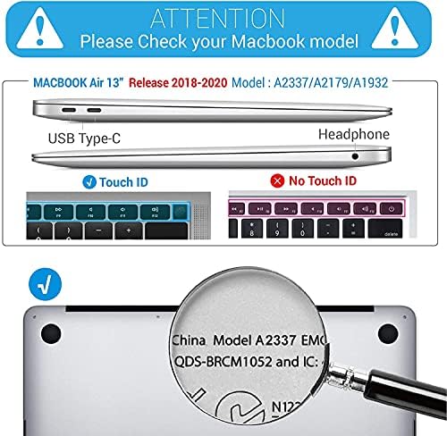 מארז Mingdao תואם לתצוגת רשת רשתית של MacBook Air 13 אינץ 'עם מזהה מגע, מעטפת מגן קשה עם כיסוי מקלדת
