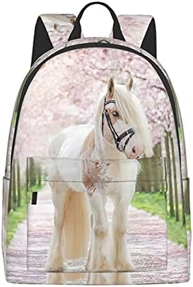 תרמיל תואר שני בגודל 16 אינץ 'חיה חיה לבנה סוס נייד תרמיל תרמיל הדפס מלא בתיק ספר תיק כתף לטיולים