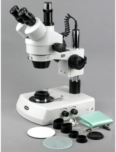 מיקרוסקופ זום סטריאו טרינוקולרי מקצועי דיגיטלי של אמסקופ-2 הרץ-דק-9 מ', עיניות פי 10, הגדלה פי 3.5 פי
