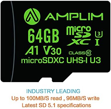 Amplim מיקרו SD 64GB, אקסטרים במהירות גבוהה זיכרון MicroSD בנוסף מתאם, MicroSDXC SDXC U3 שיעור 10 V30