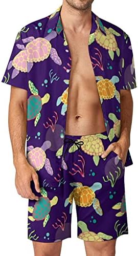 צבי ים גברים בהוואי הגברים חולצות שרוול קצר ומכנסיים תלבושות חוף קיץ רופפות אימונית מתאימה