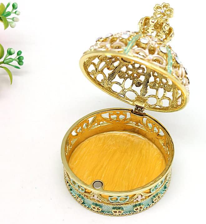 Yiylunneo אמייל חלול פרחים קופסת תכשיטים טבעת נישואין מתנה
