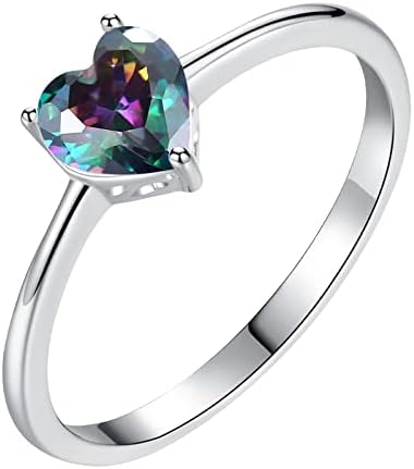 2023 תכשיטים פופולריים חדשים נשות טבעת אהבה טבעת לב לב טבעת זירקון צבעונית נשים אירוסין חתונה תכשיטי כסף