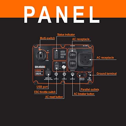 Genkins 4500 Watt מהפך נייד גנרטור גז מופעל אולטרה שקט קרוואנים מוכנים קמפר ידידותי ...