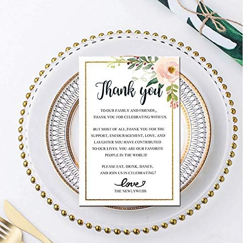 חתונה פרחונית תודה לך מקום הגדרת כרטיסים, טובות החתונה לאורחים, להדפיס כדי להוסיף לחתיכות השולחן שלך וקישוטים