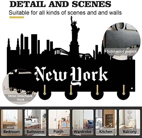 Yhus ניו יורק אטרקציות 2 עיצוב בית עיצוב וומני קיר מעץ קיר קולב מעיל מתלה מקשים שקיות בגדים