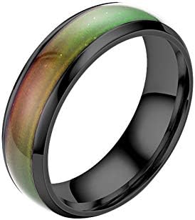 טבעת משתנה בצבע שחור לגברים נשים טבעת נירוסטה טמפרטורת רגש טמפרטורת יום נישואין