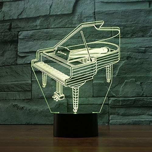 אורות דקורטיביים צורת פסנתר Zhenku 3D LED ראיית LED מנורת שולחן אור, 16 צבעים גרסת שלט רחוק