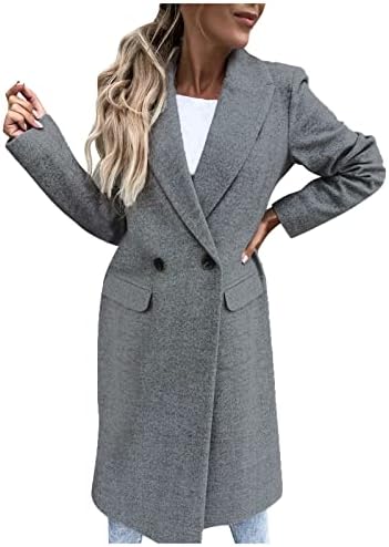 מעילי תעלה בגדים נחמדים לנשים מעילי צמר חזה חזה מעילי צמר מעילי צמר מעילי דש דש רזה של מעיל ארוך.