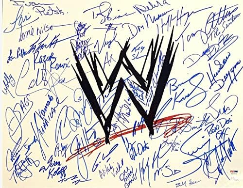 WWF/WWE Legends היאבקות 16x20 תמונה חתומה על ידי 30+ PSA Hulk Hogan, תמונות היאבקות חתימה