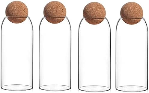 4 יחידות כדור פקק זכוכית צנצנת שקוף אטום טנק אטום תה פחיות דגנים 1200 מ ל אחסון בקבוק יכול דגנים מיכל