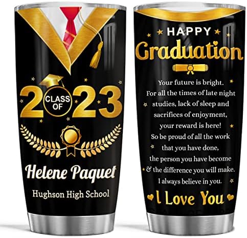 אישית סיום כוס כיתה של 2023 מזל טוב מתנות לנשים גברים מותאם אישית מכללת תיכון גראד מתנה 20 עוז 30 עוז נירוסטה כוסות