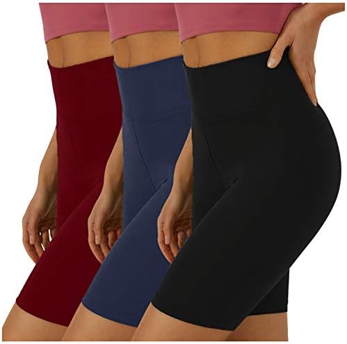 BBLULU 3 חבילות נשים מכנסיים קצרים במותניים גבוהות - 8 מכנסיים קצרים של נשים רכות בקיץ מכנסי