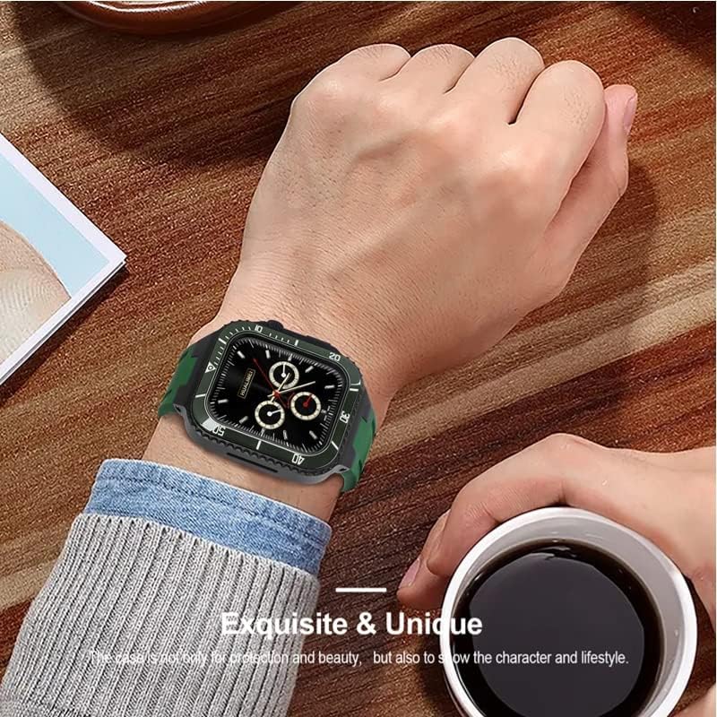 רצועת ערכת שינוי אזאנו לרצועה של Apple Watch 45 ממ 44 ממ מארז מתכת+קרמיקה פגוש מודר מכסה IWatch 8 7 6 5 4 חגורת
