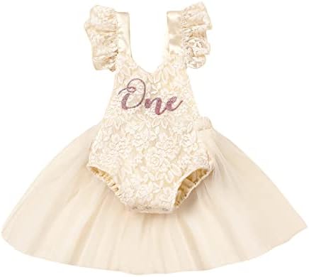 IBTOM CASTLE BOOHO תלבושת יום הולדת ראשונה של מסיבה אחת, תינוקת פרוע תחרה נסיכת רומפר טוטו בגדי