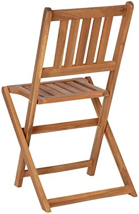 ריהוט פלאש מרטינדייל 3 מקפלים סט פטיו ביסטרו סט - גימור טבעי עץ עץ - שולחן עגול מקורה/חיצוני - 2 כסאות