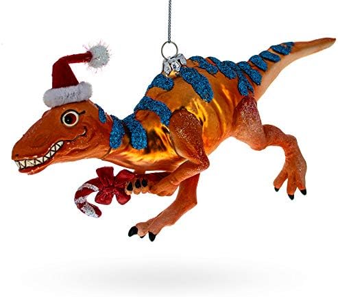 קישוט לחג המולד של זכוכית דינוזאור T-Rex