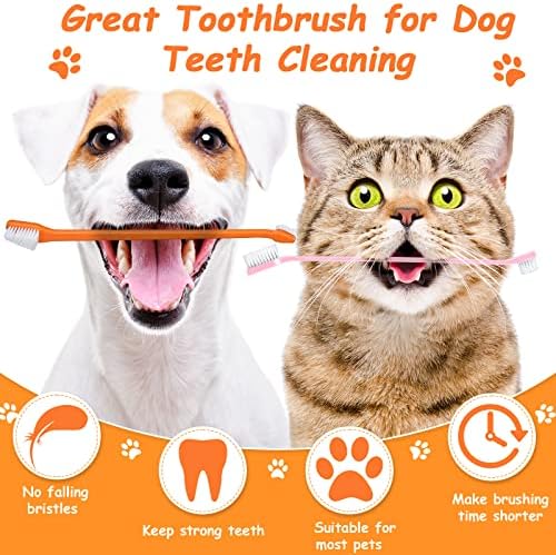 דבש 70 חתיכות כלב שן מברשת לחיות מחמד מברשת שיניים רך טיפוח כלבים כפול צדדי גור ארוך ידית עבור גדול