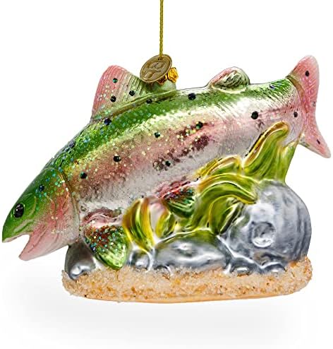 דגי סלמון עם קישוט לחג המולד זכוכית אצות