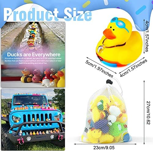 40 יחידות גומי ברווז, אמבט צעצועי מגוון ברווזונים לילדים עם רשת תיק, לילדים תינוק מקלחות המפלגה