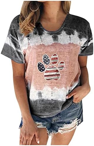 אמריקאי דגל חמניות חולצות נשים אופנה עניבה לצבוע 4 יולי פטריוטי טיז 2023 קיץ עצמאות יום חולצות חולצה