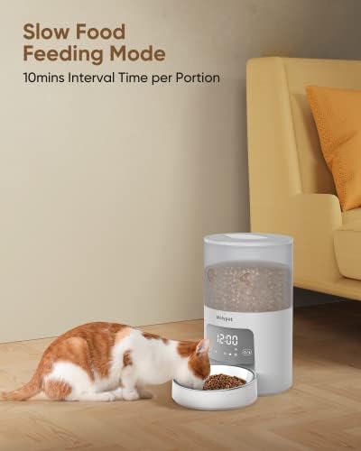 מזין חתולים אוטומטי של מוליפט עם טיימר-מזין חיות מחמד אלחוטי 5 גרם עם בקרת אפליקציות, מזין כלבים מזון