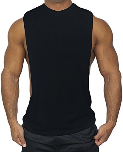 גברים של שרירים לחתוך פתוח הצדדים פיתוח גוף גופייה כושר אימון סטרינגר חולצה