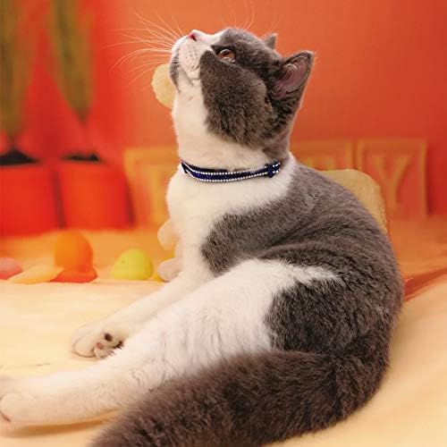 תיין בסיסי מתכוונן חתול צווארון בלינג יהלומי הבדלני עם פעמון עבור חתלתול ילדה ילד