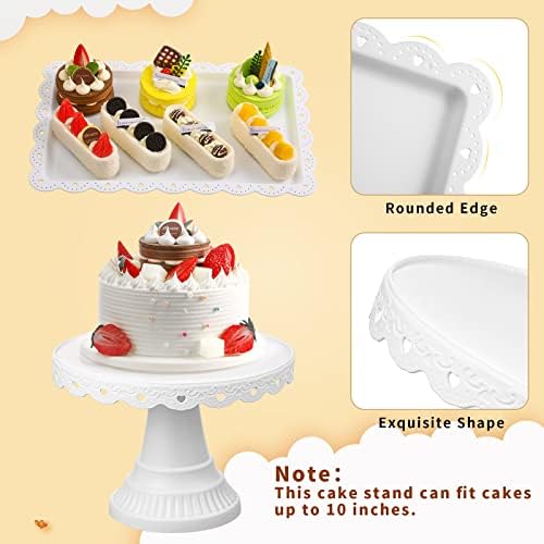 8 יחידות לבן עוגת סט סט, כולל 4 יחידות 3 שכבות עוגת סטנד 1 מחשב פלסטיק עוגת הכן סטנד 3 יחידות מלבן